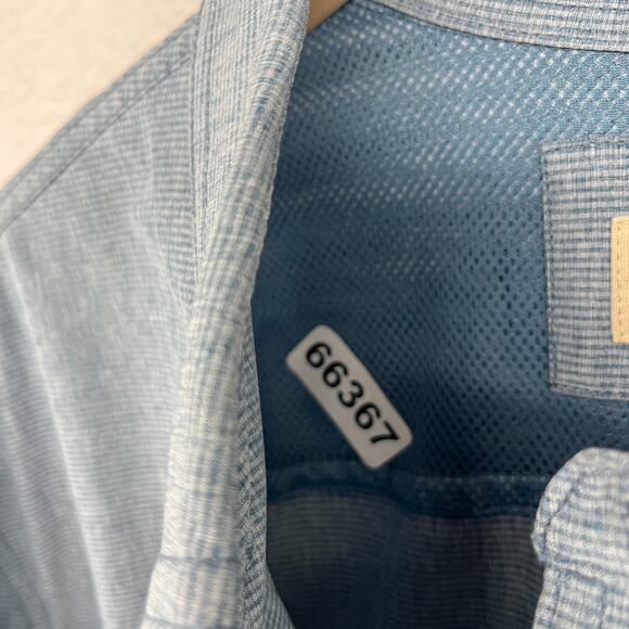 DULUTH TRADING Shirt Mens XLT Tall Stripe Button Up Vented Roll Tab Sleeve Blue - Picture 16 of 16